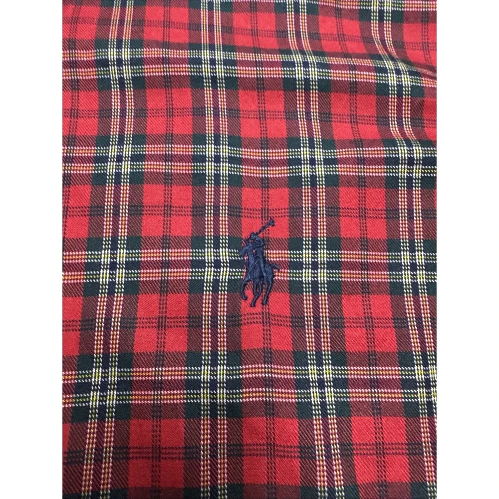 Vintage Ralph Lauren Red Tartan‎ Plaid Shirt Mens Sz Medium Pony Button Down
